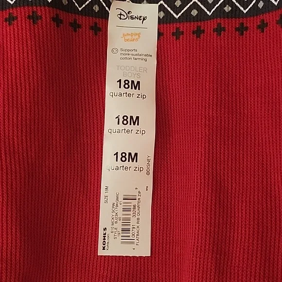 NWT Mickey Mouse Quarter Zip - Picture 2 of 3